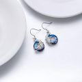 wholesale 925 Sterling Silver Blue Crystal Peacock Drop Earrings for Women Girls Gift Boxed-0-2