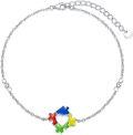 wholesale 925 Sterling Silver Puzzle Heart Charm Autism Awareness Bracelet with Colorful Enamel Accents - Adjustable Chain Gift for Women and Moms-0-0