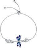wholesale 925 Sterling Silver Blue Dragonfly Adjustable Bracelet for Women Girls - Cute Charm-0-0