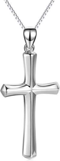 wholesale 925 Sterling Silver Cross Pendant Necklace with Faith Hope Love Inscription - Perfect Gift for Her or Him-Cross Necklace-Silver