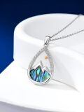 wholesale 925 Sterling Silver Mountain Abalone Shell Pendant Necklace with Cubic Zirconia and Yellow Gold Plated Accents - Christian Faith  for Women-0-4