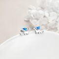 wholesale 925 Sterling Silver Winged Dragon Blue Opal Stud Earrings White Gold Plated-0-3