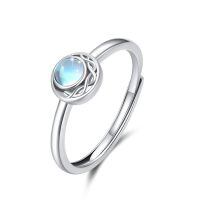wholesale 925 Sterling Silver Moonstone Celtic Knot Open Band Ring - Elegant  for Her-Celtic Knot Moonstone Ring