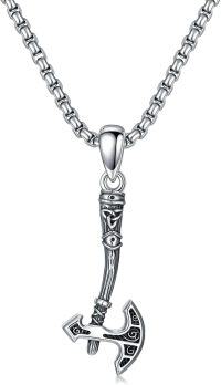 wholesale 925 Sterling Silver Axe Pendant Necklace  for Men - Norse Viking Jewelry with Chain 36 Length-A02-AXE