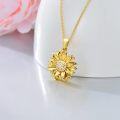 wholesale Gold 18k Plated 925 Sterling Silver Diamond Sunflower Pendant Necklace for Women-0-2