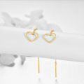 wholesale 14K Gold Heart Drop Earrings 14K Solid Gold Threaders for Women-0-2