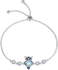 wholesale 925 Sterling Silver Owl Charm Adjustable Bracelet for Women Girls - Cute s-Owl bracelets