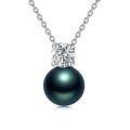 TOUPOP Sterling Silver Moissanite Black Freshwater Pearl Pendant Necklace-0-0