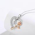 wholesale 925 Sterling Silver Cubic Zirconia Heart Rose Necklace -0-2
