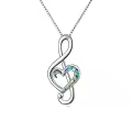 TOUPOP Sterling Silver Opal Rose Music Note Necklace-0-0