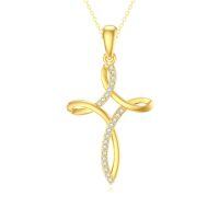 TOUPOP 14k Gold & Stone Celtic Cross Necklace for Women, Anniversary Christmas Birthday Gifts-undefined