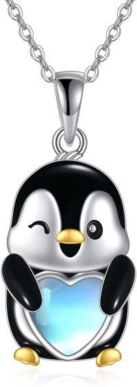 wholesale 925 Sterling Silver Penguin Heart Pendant Necklace for Kids-penguins