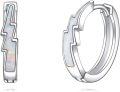 wholesale 925 Sterling Silver White Opal Lightning Bolt Huggie Hoop Earrings for Women Girls Minimalist Fine s 6mm Diameter-0-0
