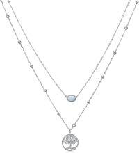 wholesale 925 Sterling Silver Tree of Life Opal Pendant Layered Choker Necklaces for Women Gifts-Tree of Life