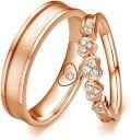 wholesale TOUPOP Personalized Moissanite Heart Wedding Bands Set For Him And Her, White/rose/yellow Gold Plated Moissanite Heart Engagement Rings For Couple Anniversary Valentine's Day Gifts For Wife Husband -0-4