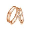 TOUPOP White/Rose/Yellow Gold Plated Moissanite Heart Wedding Bands Set-0-4