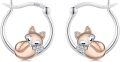 wholesale 925 Sterling Silver Fox Cub Huggie Hoop Earrings with CZ Accents-0-0