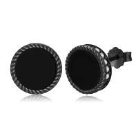 wholesale 925 Sterling Silver Black Onyx Zircon Celtic Viking Stud Earrings Hypoallergenic Punk Gothic Jewelry for Women Men-Black onyx-A-Black onyx-A