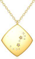 wholesale 14K Gold Vintage Diamond Star Cluster Square Pendant Necklace for Women-0-0