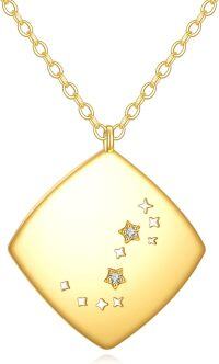 wholesale 14K Gold Vintage Diamond Star Cluster Square Pendant Necklace for Women-Constellation square
