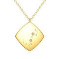 wholesale 14K Gold Vintage Diamond Star Cluster Square Pendant Necklace for Women-0-0