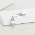 wholesale 925 Sterling Silver Spiral CZ & Pearl Drop Dangle Leverback Earrings-0-1