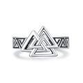 wholesale 925 Sterling Silver Valknut Rune Circle Viking Rings Wholesale With Knot Design-0-0