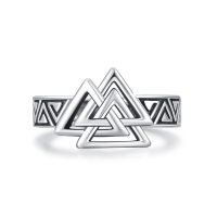 wholesale 925 Sterling Silver Valknut Rune Circle Viking Rings Wholesale With Knot Design-Viking Ring(Runen 2）