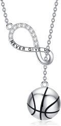 wholesale 925 Sterling Silver Basketball Infinity Sport Lariat Necklace Gift for Women-0-0