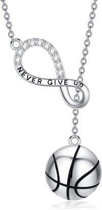 wholesale 925 Sterling Silver Basketball Infinity Sport Lariat Necklace Gift for Women-Basketball