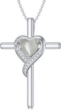 wholesale 925 Sterling Silver Mother of Pearl Cross Necklace for Women - April Birthstone Christian Jewelry-A-Mother of Pearl