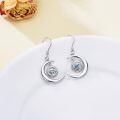 wholesale 925 Sterling Silver Crescent Moon Blue Crystal Evil Eye Hamsa Drop Earrings for Women-0-4