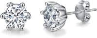 wholesale 18K White Gold Plated Sterling Silver Moissanite Stud Earrings 0 2 1ct-1ct White