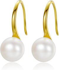 wholesale 925 Sterling Silver Gold Plated Freshwater Cultured Pearl Leverback Earrings for Women -Gold-4