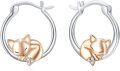 wholesale 925 Sterling Silver Gold Fox Cubic Zirconia Huggie Hoop Earrings-0-0