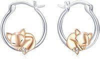 wholesale 925 Sterling Silver Gold Fox Cubic Zirconia Huggie Hoop Earrings-Fox Hoop Earrings