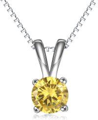wholesale Sterling Silver Cubic Zirconia Solitaire Pendant Necklace for Women-November-Citrine