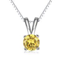 wholesale 925 Sterling Silver Pendant Necklace Wholesale With Green Gemstone And Chain-November-Citrine