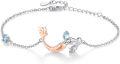 wholesale 925 Sterling Silver Moonstone Charm Mermaid Bracelet with Rose Gold Tone Tail and Blue Topaz Accent-0-0