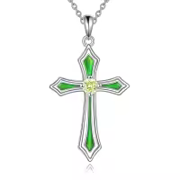 wholesale 925 Sterling Silver 5A CZ Birthstone Necklace for Women Men-H.Green-August-Peridot