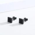 wholesale 925 Sterling Silver Square Black Onyx CZ Stud Earrings for Women and Men-0-5