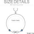 wholesale 925 Sterling Silver Blue Crystal Infinity Heart Aunt & Niece Bolo Bracelet (Adjustable)-0-5