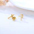 wholesale 14k Yellow Gold Cross Lab Created Moissanite Stud Earrings-0-3