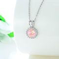 wholesale Sterling Silver Opal Necklace Round Opal Stone Pendant October Birthstone Gift-0-5