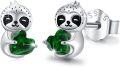wholesale 925 Sterling Silver Green Crystal Sloth Stud Earrings for Kids Adults-0-0