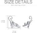 wholesale 925 Sterling Silver Hypoallergenic Cat Shaped Stud Earrings for Women Girls Gifts 43mm Length-0-5