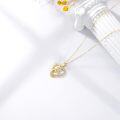 wholesale 14K Gold Mother and Child Heart Shape Diamond Pendant Necklace-0-5