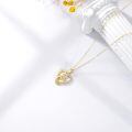 wholesale 14K Gold Mother and Child Heart Shape Diamond Pendant Necklace-0-5