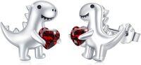 wholesale 925 Sterling Silver Hypoallergenic Dinosaur Stud Earrings for Women-A-Jan-Garnet