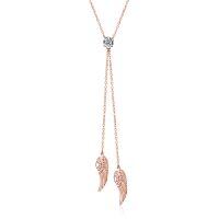 wholesale 925 Sterling Silver Blue Opal Angel Wings Pendant Necklace-03-Rose Gold Plated